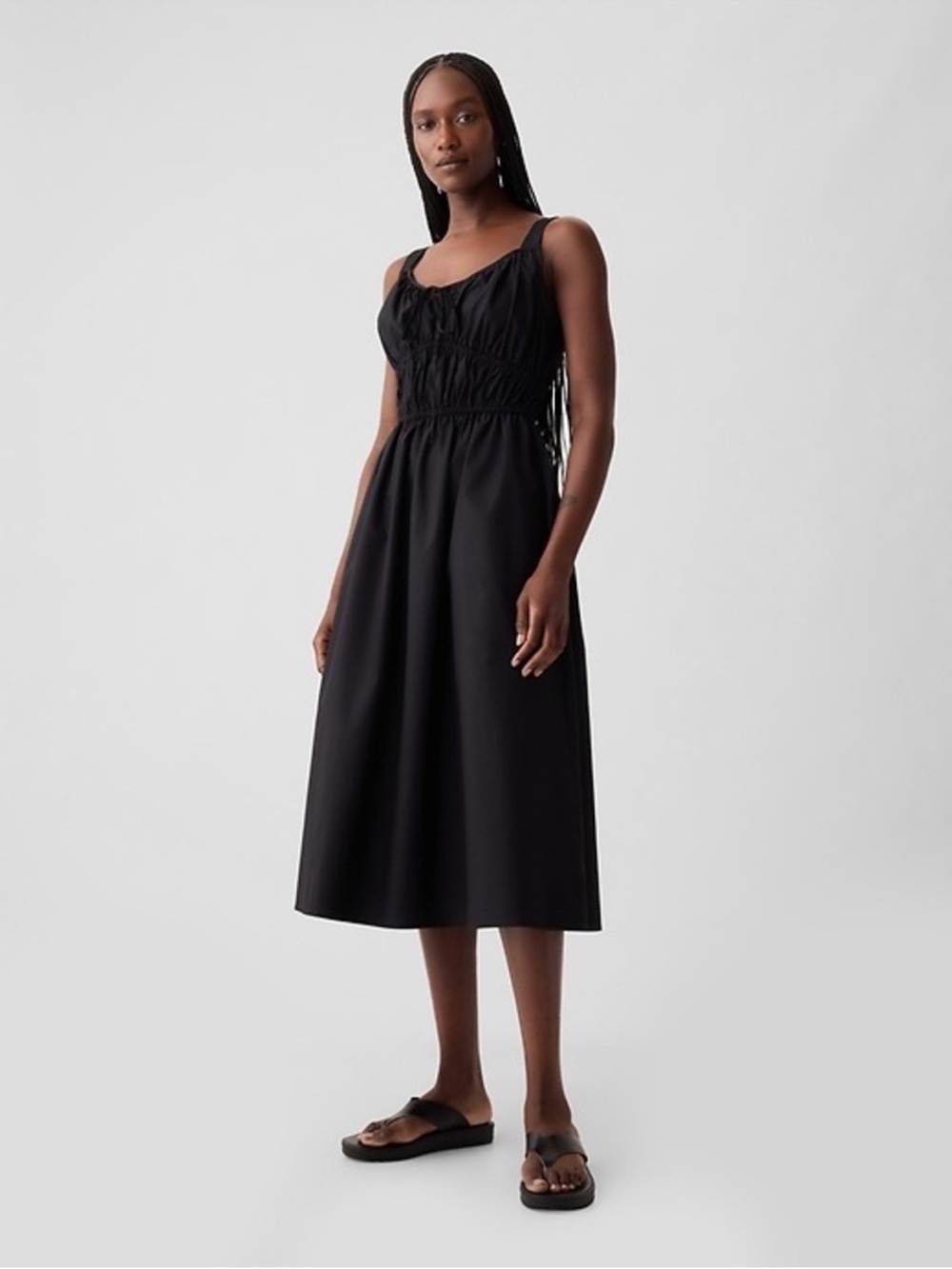 Gap poplin 100% cotton smocked midi dress in size small